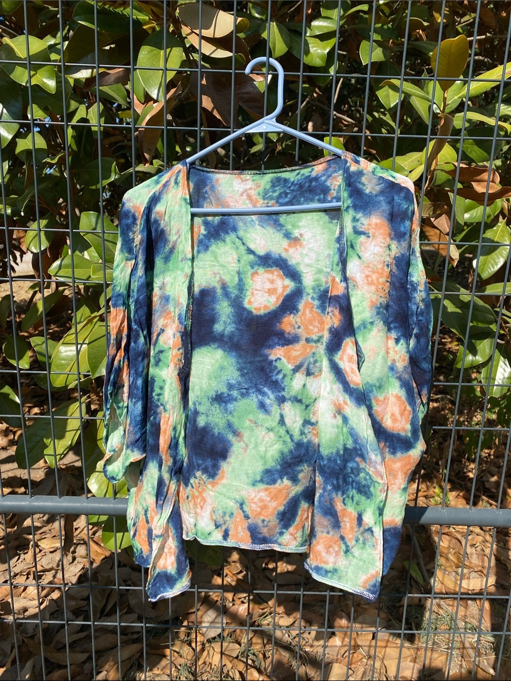 Women's Large Vibrant Tie-Dye Open Front Kimono Cardigan Jacket